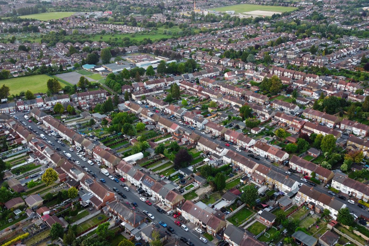 Aerial view of terraced streets across Manchester, showing the best areas for guaranteed rent