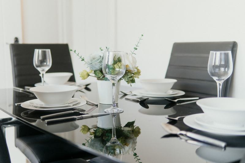 Dining table laid for four
